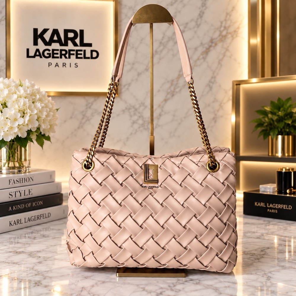 Karl Lagerfeld Paris Lafayette Tote Bag Pink Woven